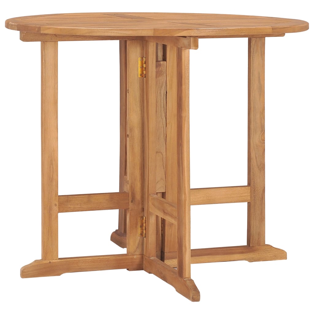 Vetonek Mesa de comedor plegable para jardín madera de teca Ø90x75 cm