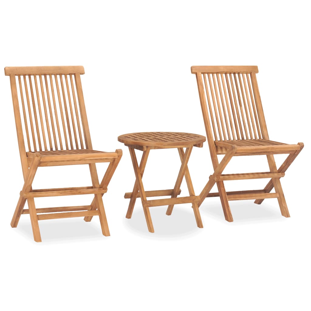 Vetonek Set comedor de jardín plegable 3 piezas madera maciza de teca