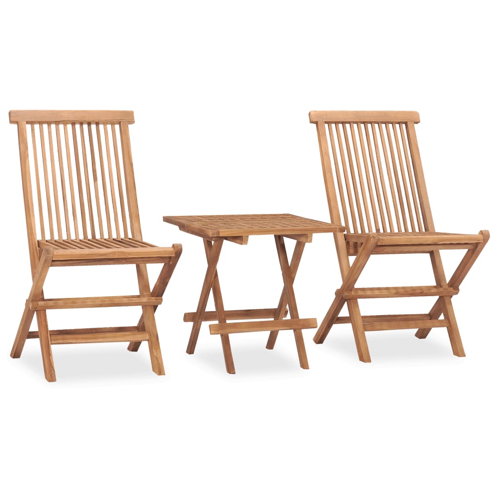 Vetonek Set de comedor de jardín plegable 3 pzas madera maciza de teca