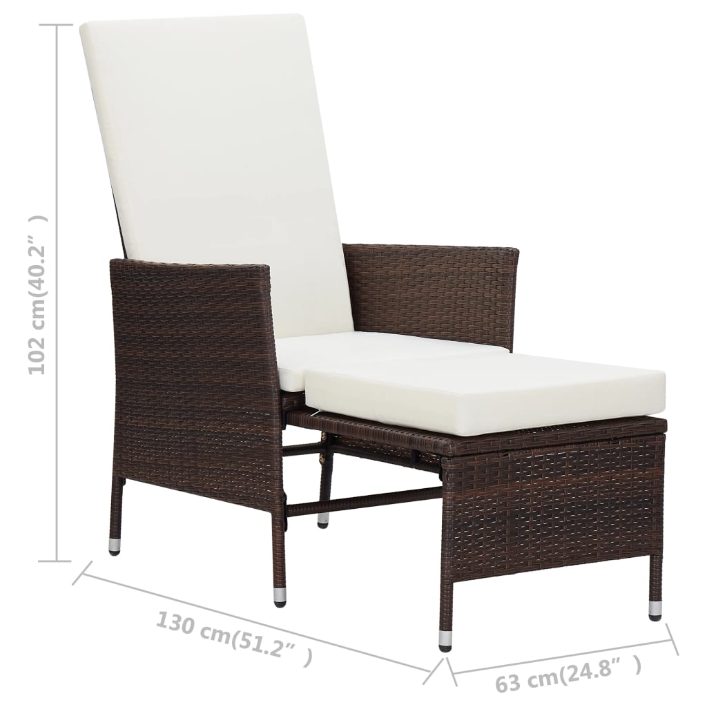 Set muebles de jardín 3 piezas y cojines ratán sintético marrón vidaXL