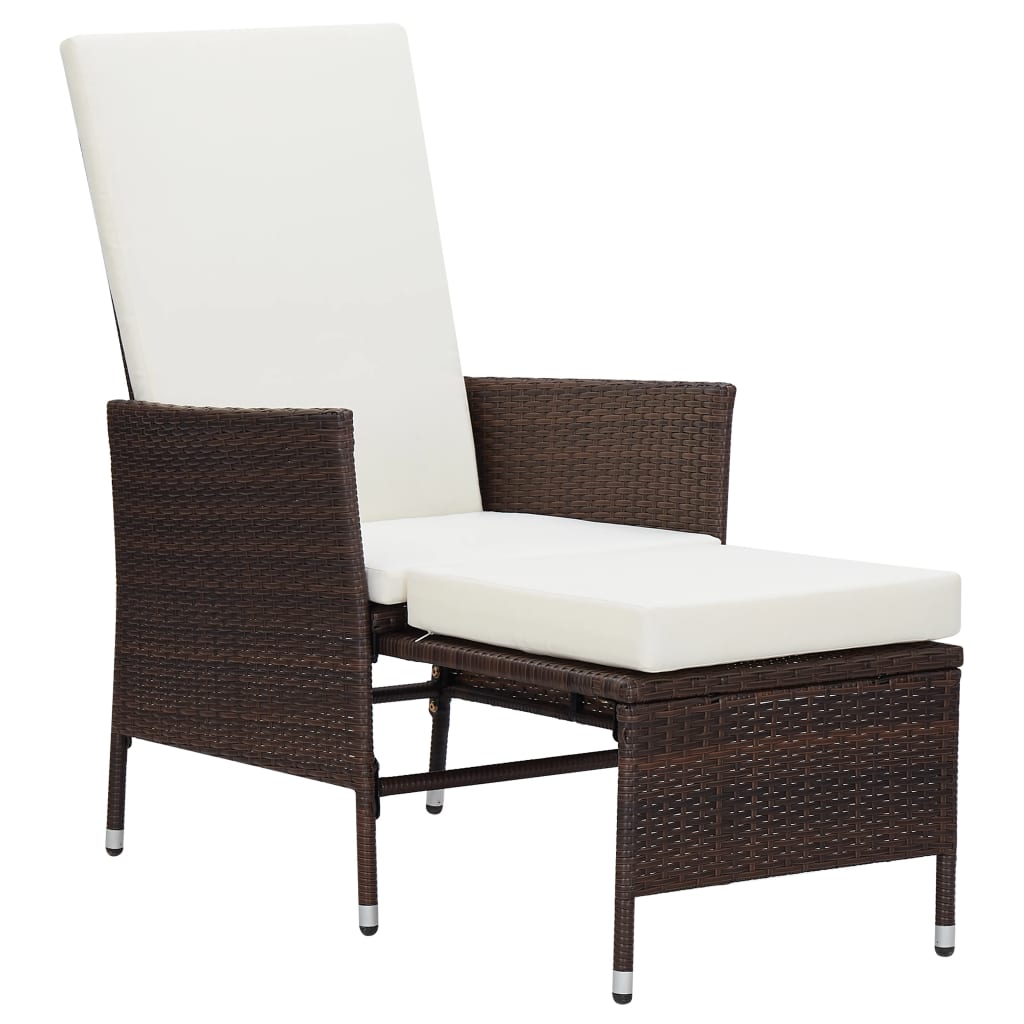 Set muebles de jardín 3 piezas y cojines ratán sintético marrón vidaXL