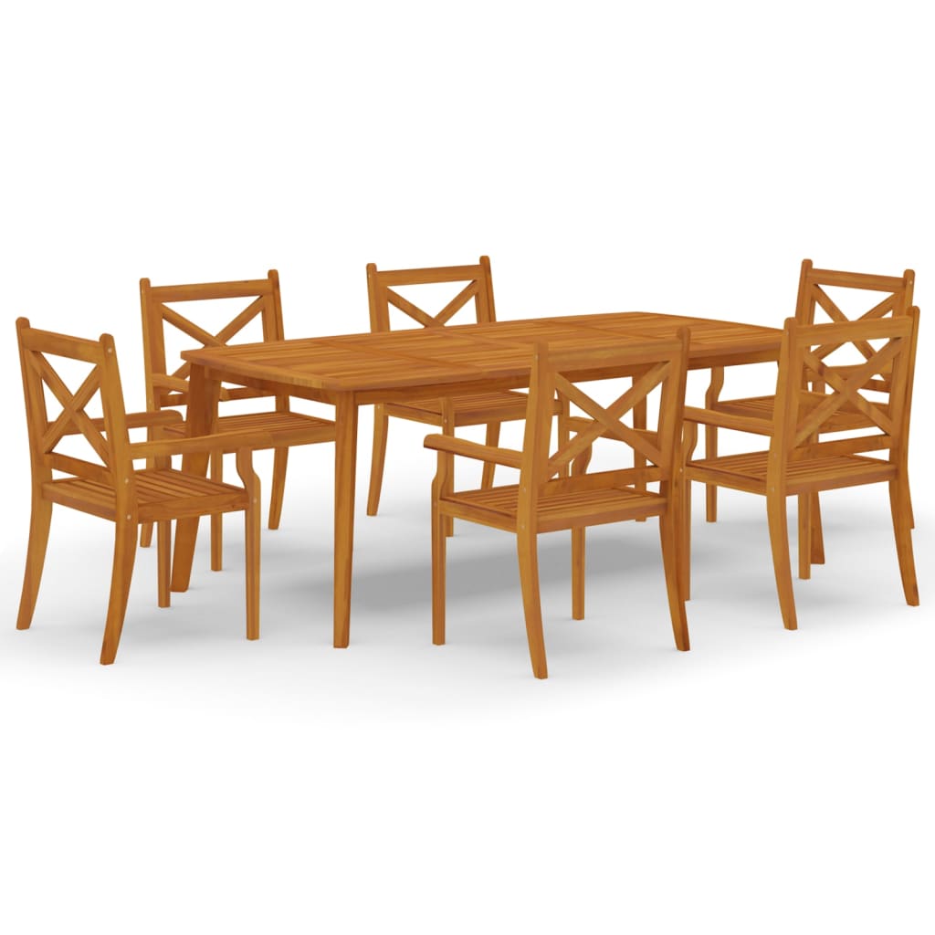 Juego de comedor de jardín 7 piezas madera maciza de acacia vidaXL