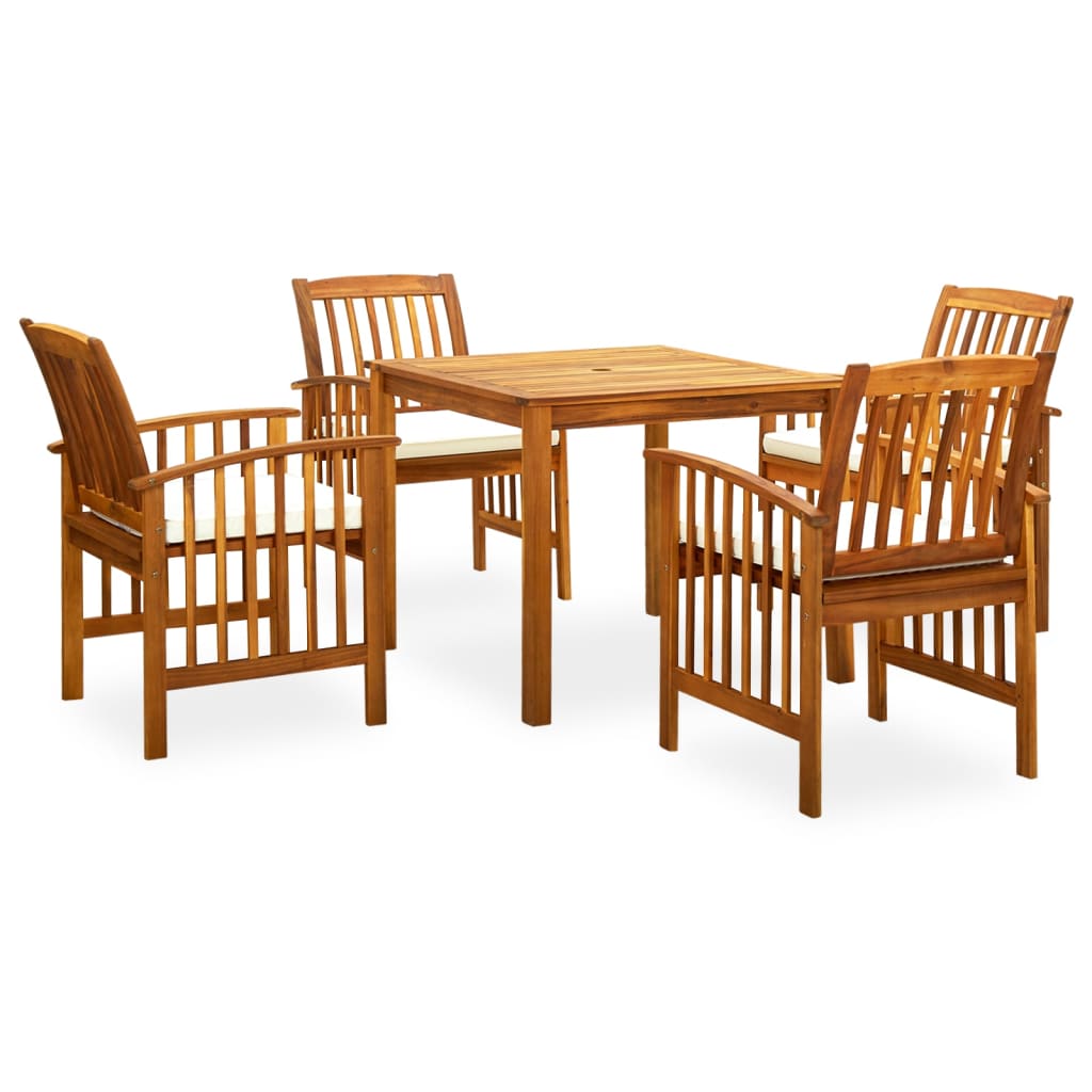 Vetonek Set comedor de jardín 5 pzas y cojines madera maciza de acacia