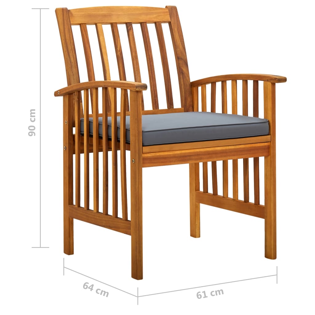 Set comedor de jardín 5 pzas y cojines madera maciza de acacia vidaXL