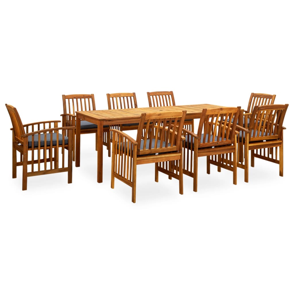 Vetonek Set comedor de jardín 9 pzas y cojines madera maciza de acacia