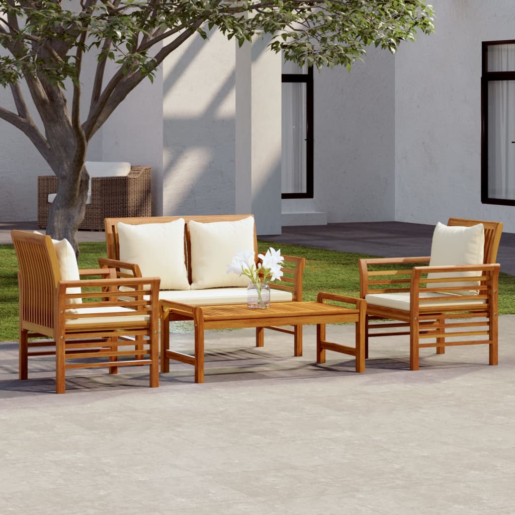 Vetonek Set de muebles de jardín 4 pzs y cojines madera maciza acacia