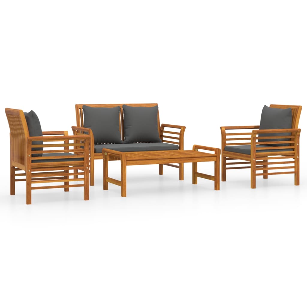 Set de muebles de jardín 4 pzs y cojines madera maciza acacia vidaXL