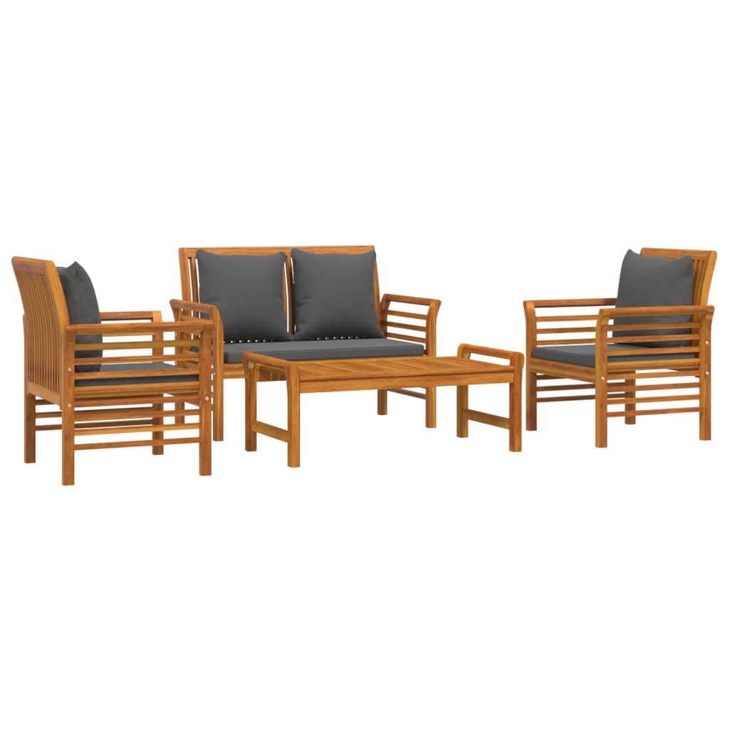 Set de muebles de jardín 4 pzs y cojines madera maciza acacia vidaXL