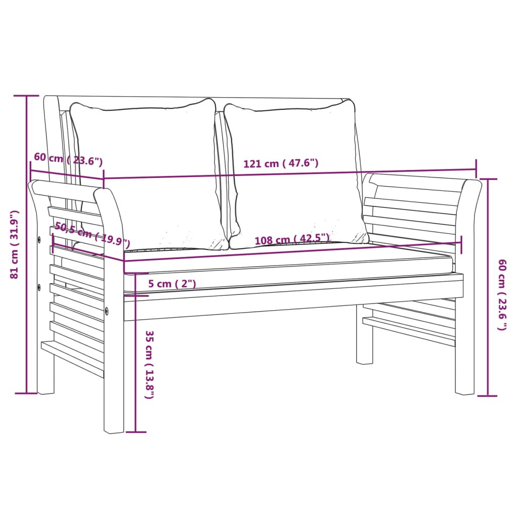 Set de muebles de jardín 4 pzs y cojines madera maciza acacia vidaXL