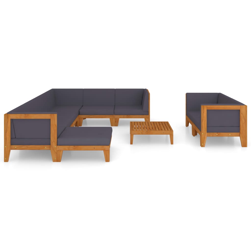 Game Garden Furniture and Cushions 10 pezzi Acacia in legno massiccio