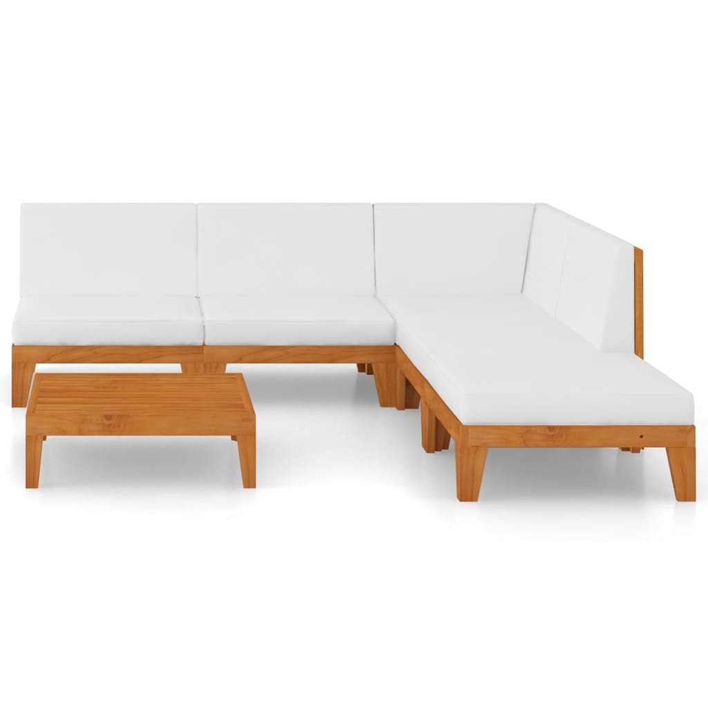 Game garden furniture and cushions 6 pcs solid wood acacia