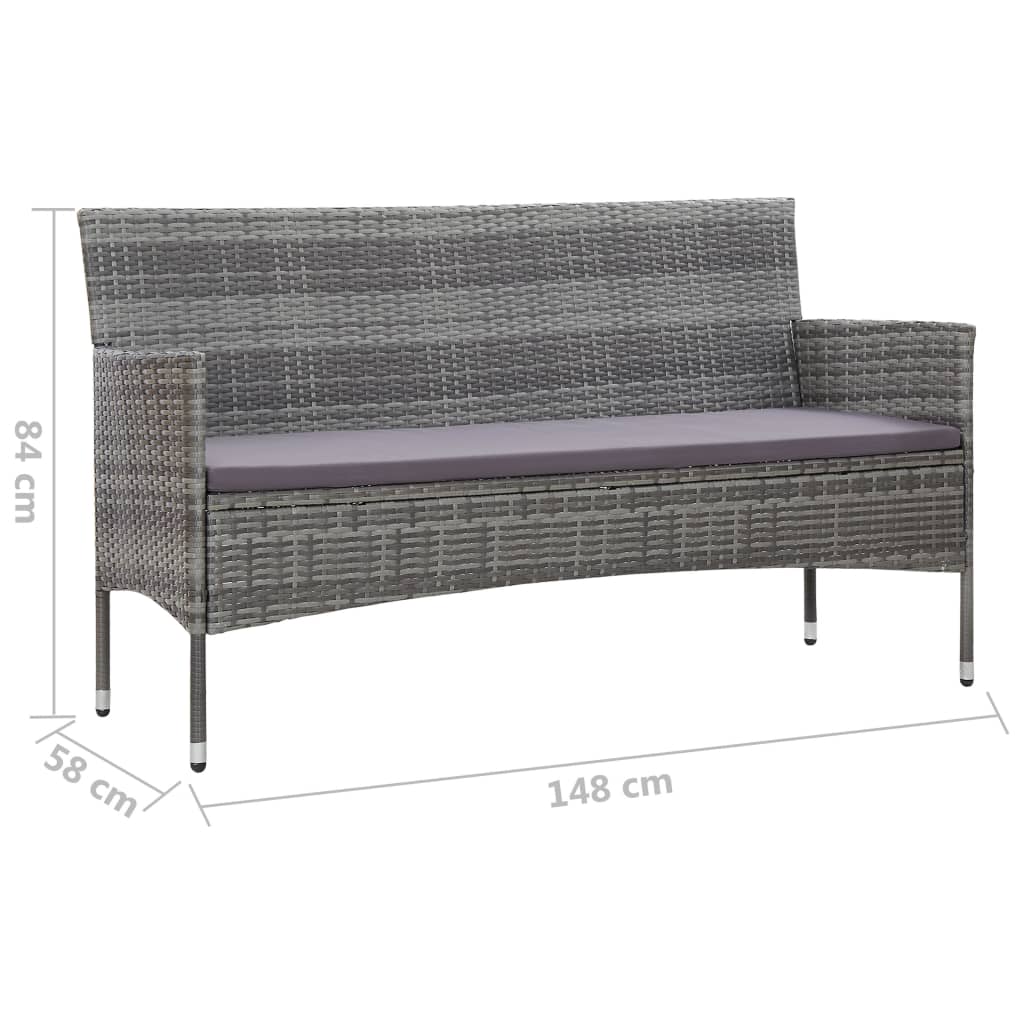 Set muebles de jardín 2 piezas con cojín ratán sintético gris vidaXL