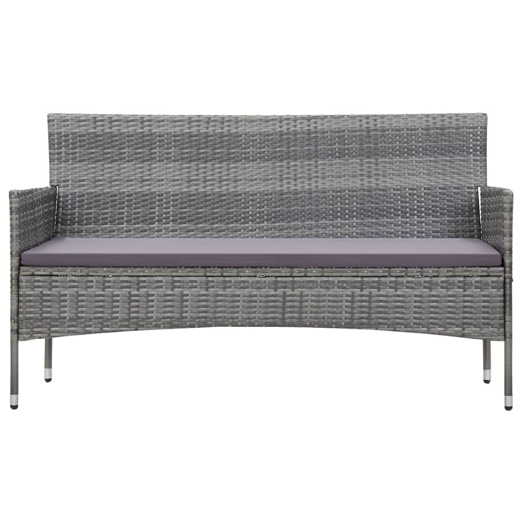 Set muebles de jardín 2 piezas con cojín ratán sintético gris vidaXL