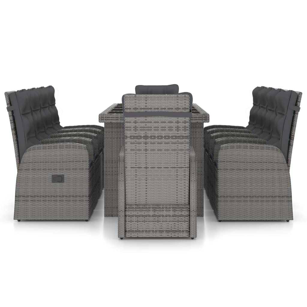 Garden dining room set 11 pcs and gray synthetic cushions