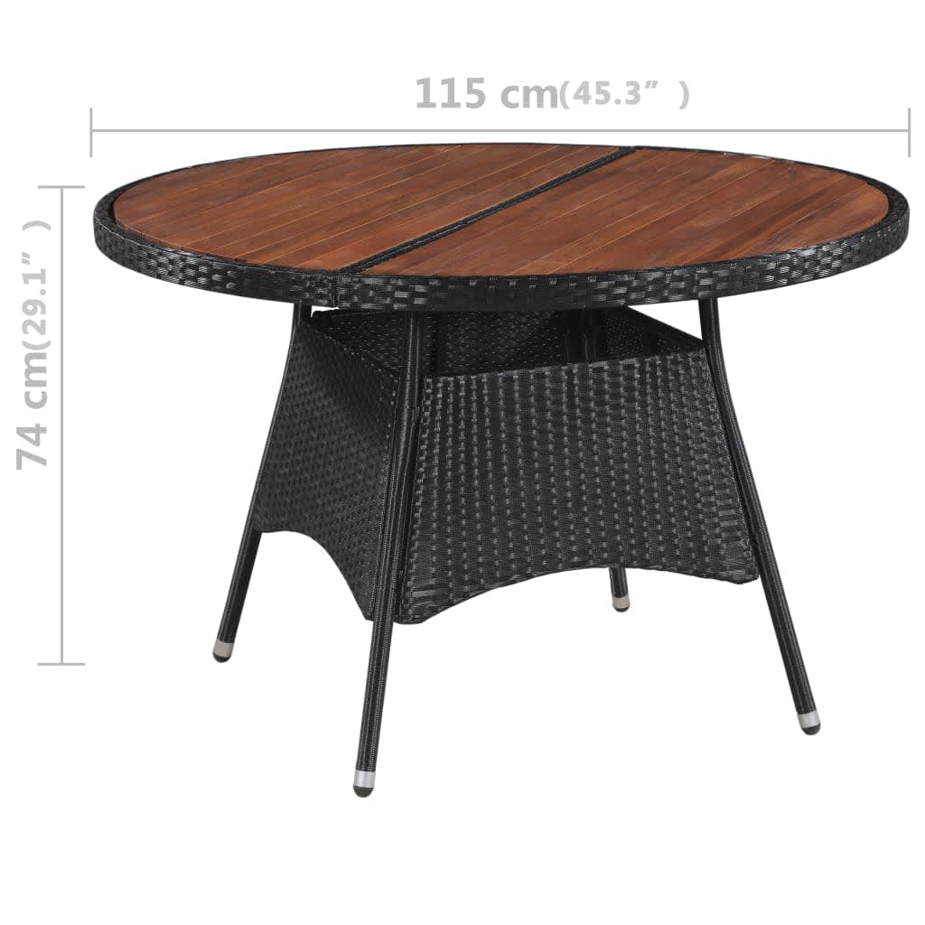 Set comedor de jardín 5 piezas ratán sintético y cojines negro vidaXL