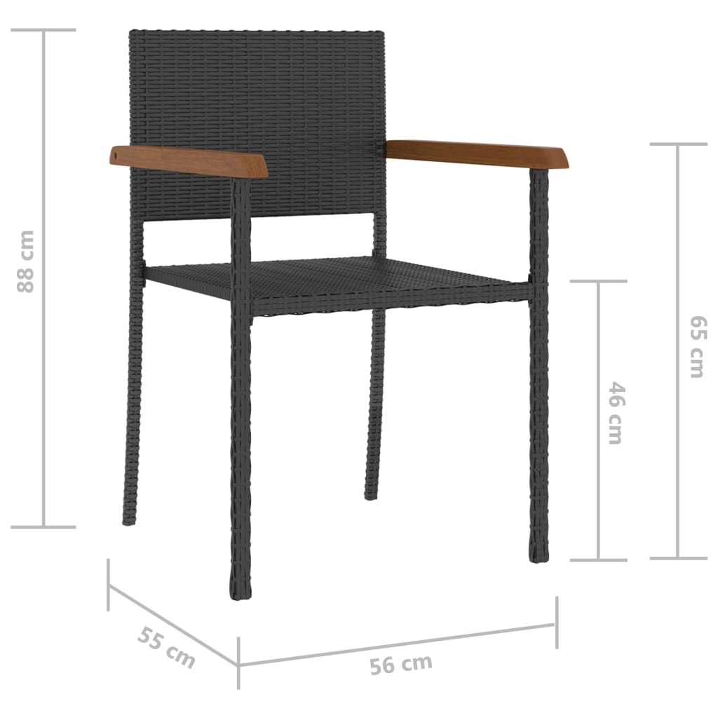 Juego de comedor para jardín 5 piezas ratán sintético negro - Vetonek