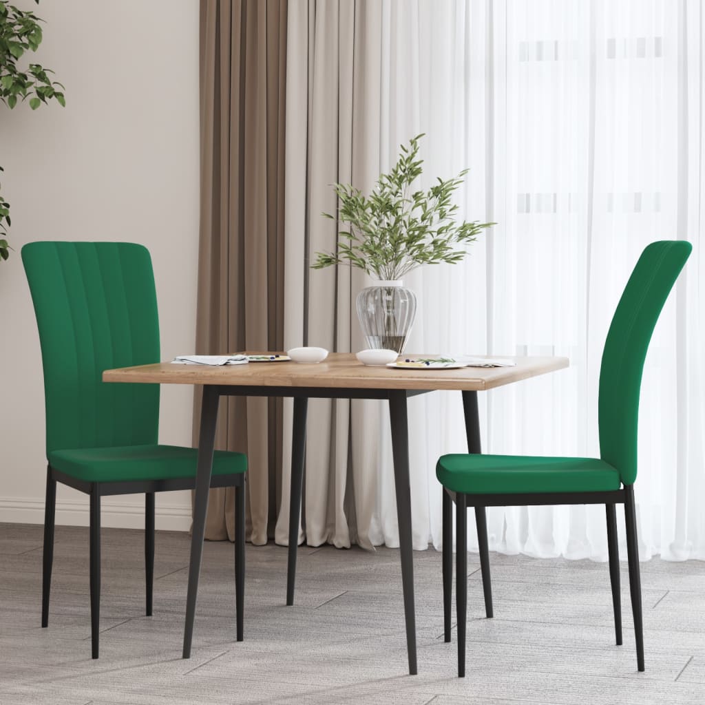 Vetonek Sillas de comedor 2 unidades terciopelo verde oscuro