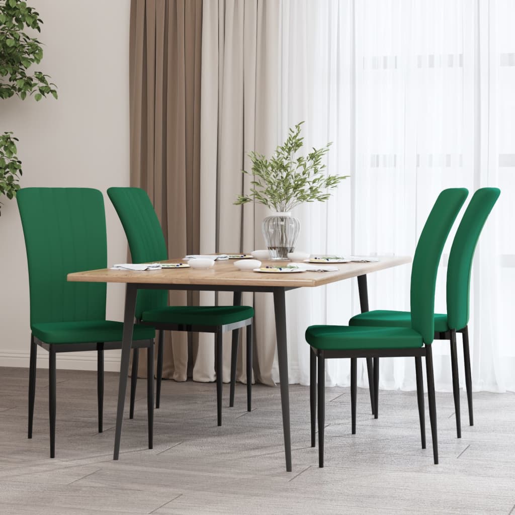 Vetonek Sillas de comedor 4 unidades terciopelo verde oscuro