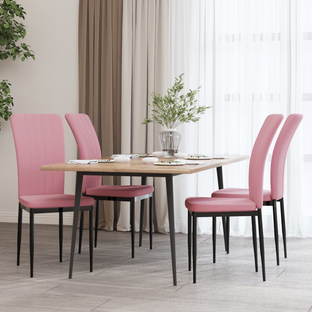 Vetonek Sillas de comedor 4 unidades terciopelo rosa