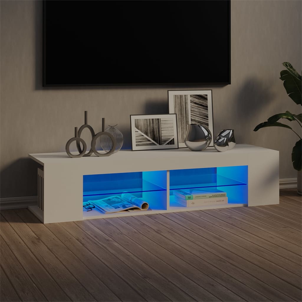 Vetonek Mueble de TV con luces LED blanco 135x39x30 cm