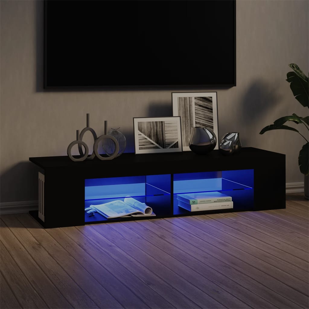 Vetonek Mueble de TV con luces LED negro 135x39x30 cm