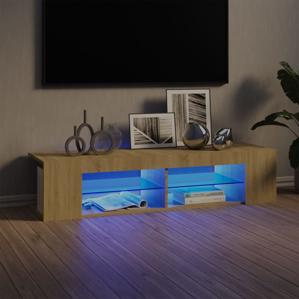 Vetonek Mueble de TV con luces LED roble Sonoma 135x39x30 cm