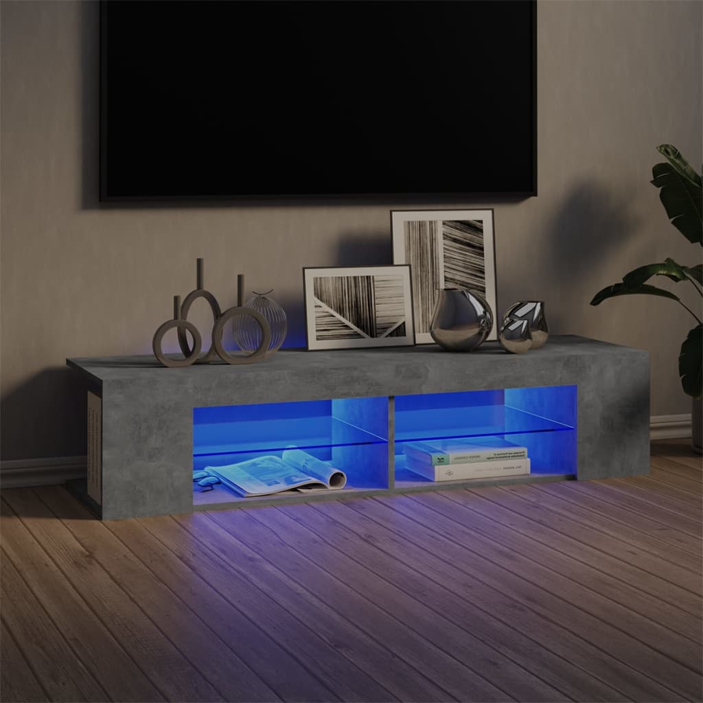 Vetonek Mueble de TV con luces LED gris hormigón 135x39x30 cm