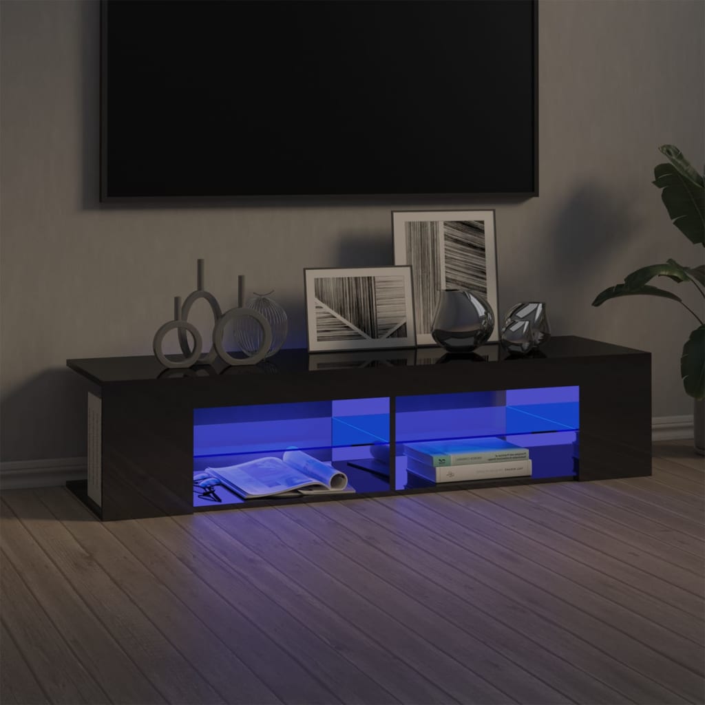 Vetonek Mueble para TV con luces LED gris brillante 135x39x30 cm