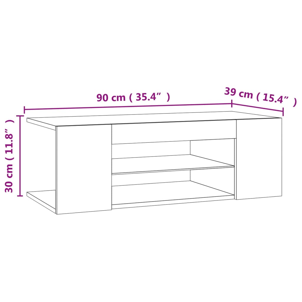 Cabinet télévisé avec LED Roble Sonoma 90x39x30 cm