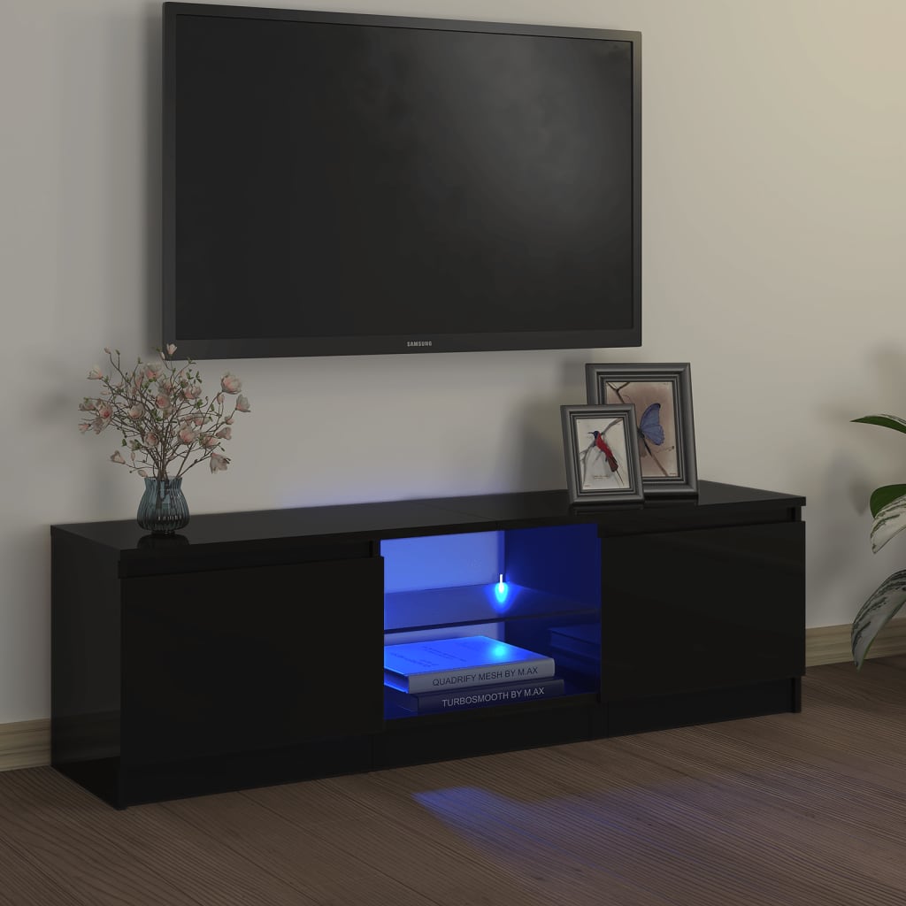 Vetonek Mueble para TV con luces LED negro 120x30x35,5 cm