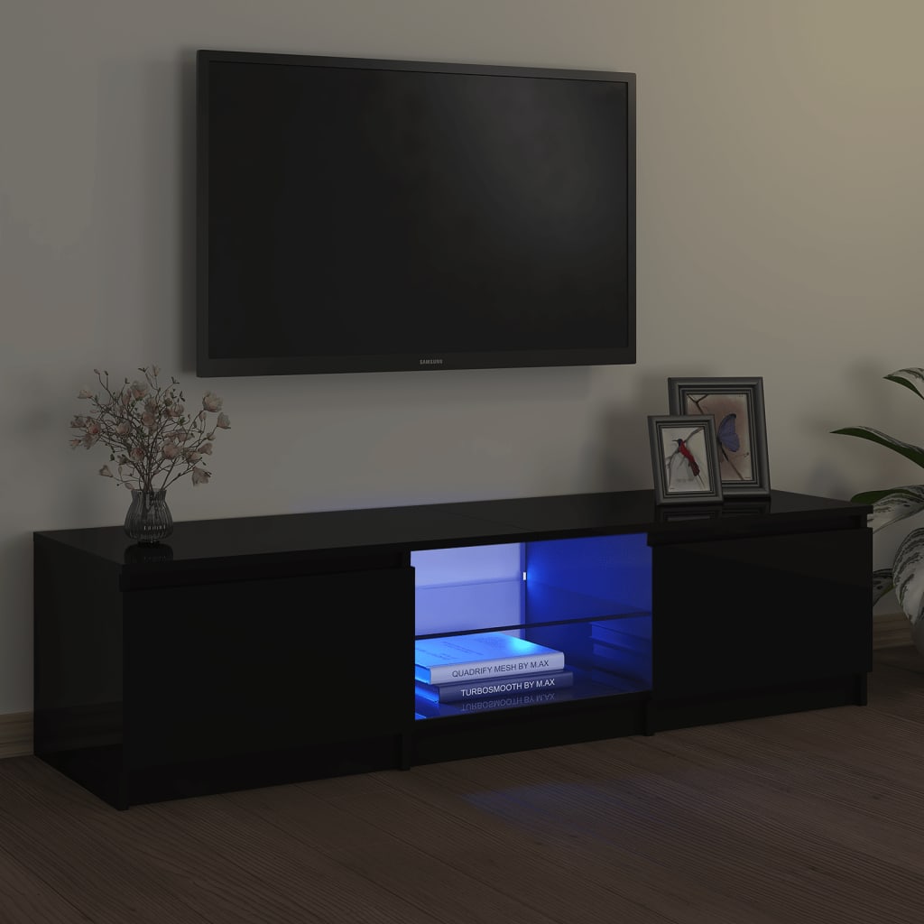 Vetonek Mueble para TV con luces LED negro 140x40x35,5 cm