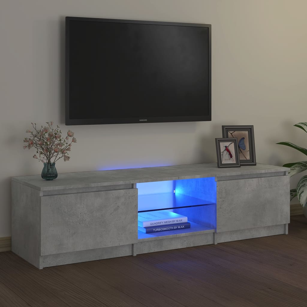 Vetonek Mueble de TV con luces LED gris hormigón 140x40x35,5 cm