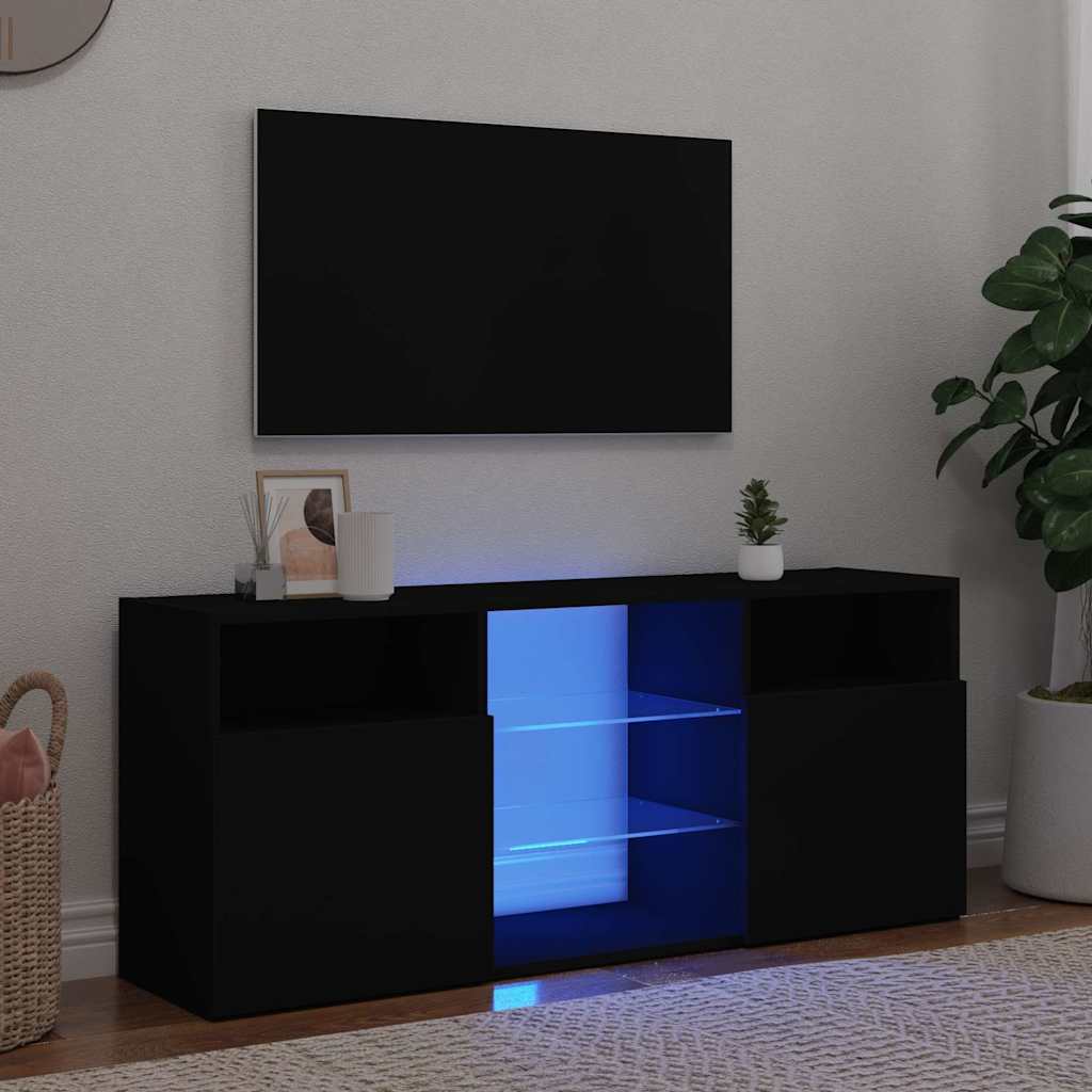 Vetonek Mueble de TV con luces LED negro 120x30x50 cm