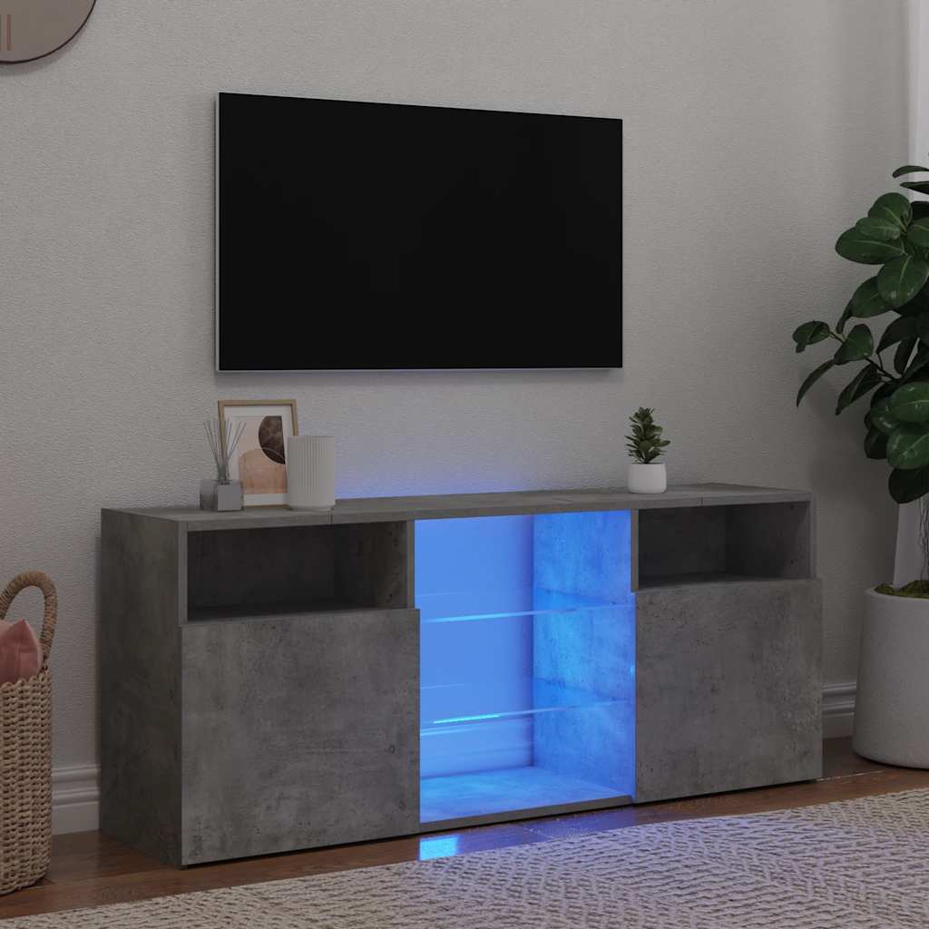 Vetonek Mueble de TV con luces LED gris hormigón 120x30x50 cm