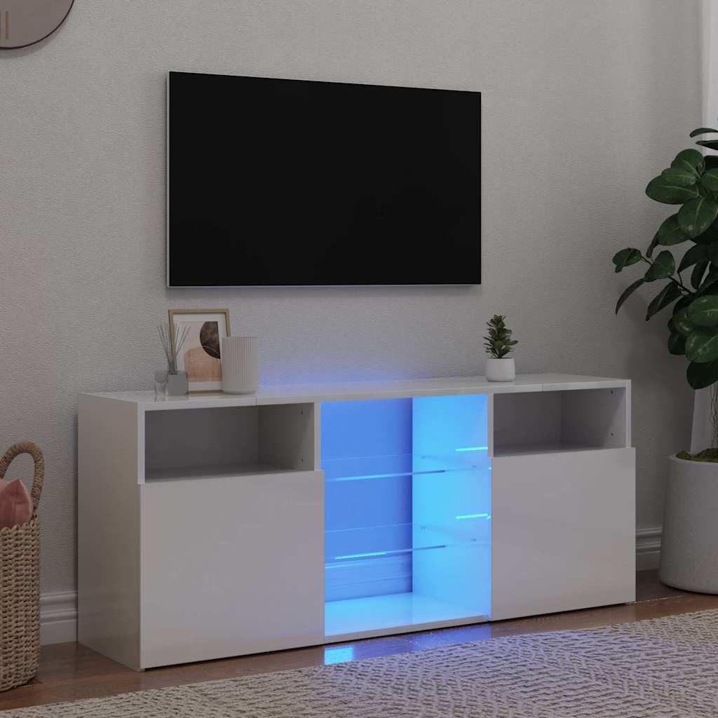 Vetonek Mueble de TV con luces LED blanco brillante 120x30x50 cm