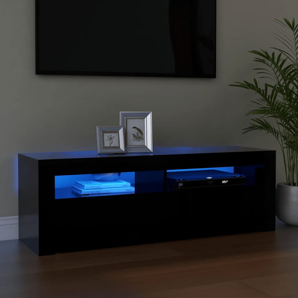 Vetonek Mueble de TV con luces LED negro 120x35x40 cm