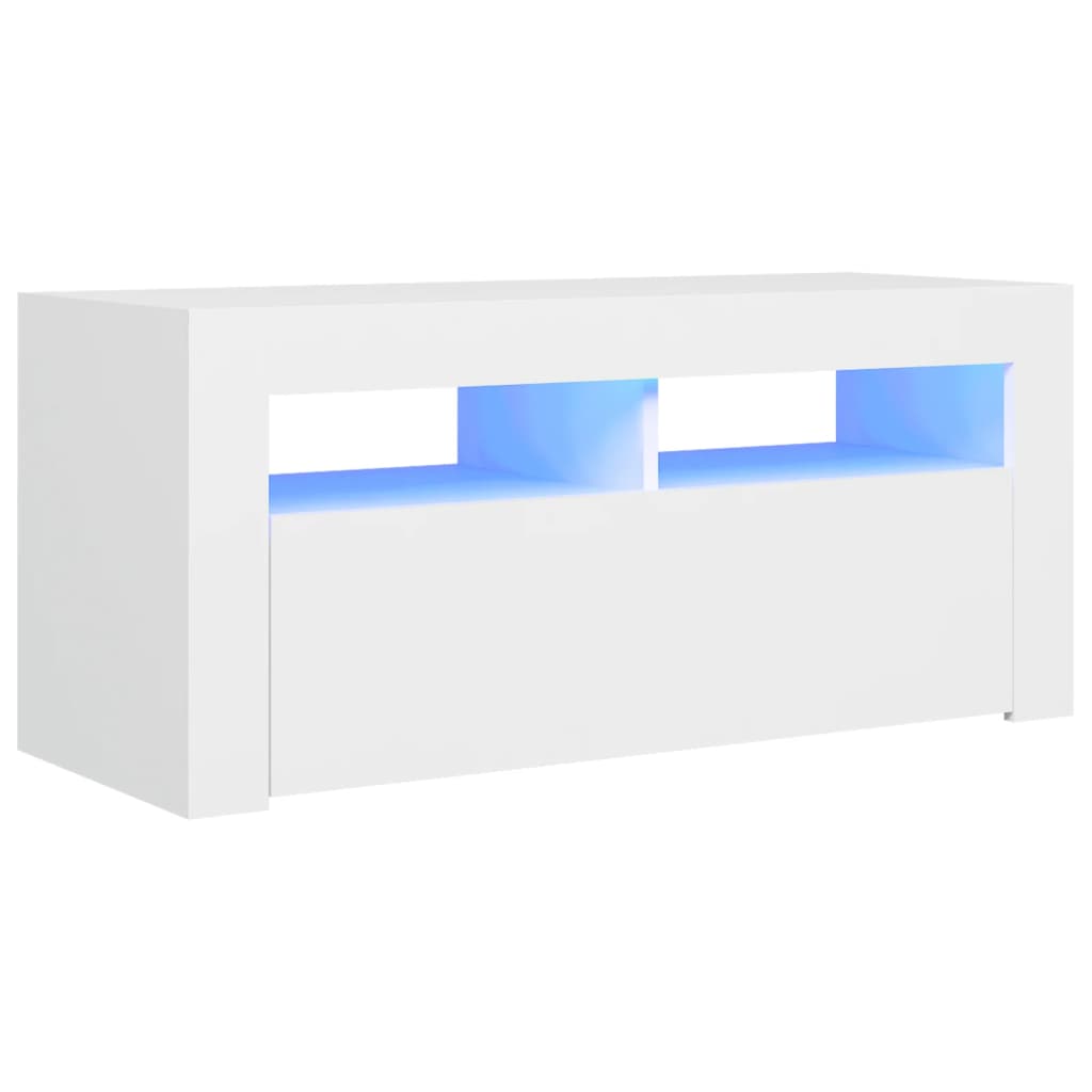 Mueble de TV con luces LED blanco 90x35x40 cm vidaXL