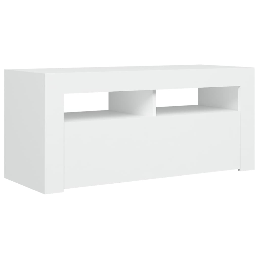 Mueble de TV con luces LED blanco 90x35x40 cm vidaXL