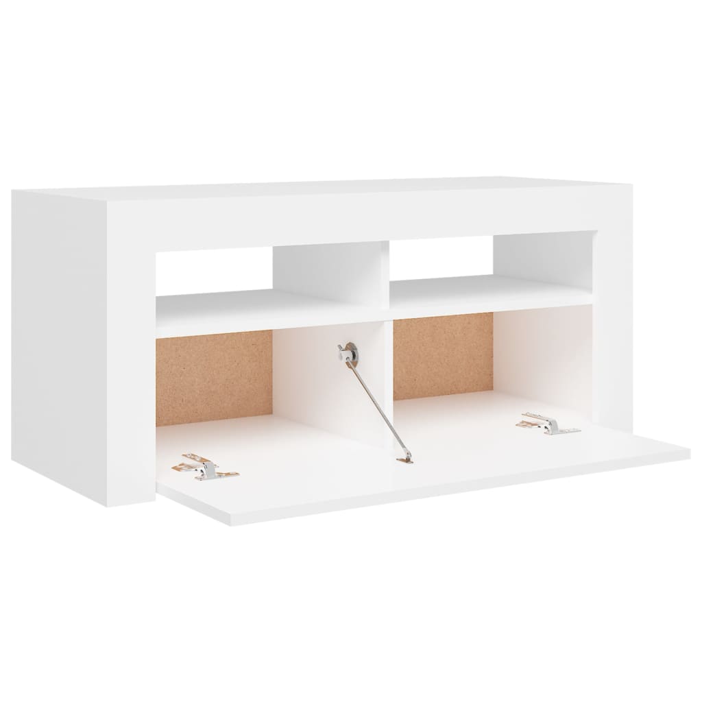 Mueble de TV con luces LED blanco 90x35x40 cm vidaXL