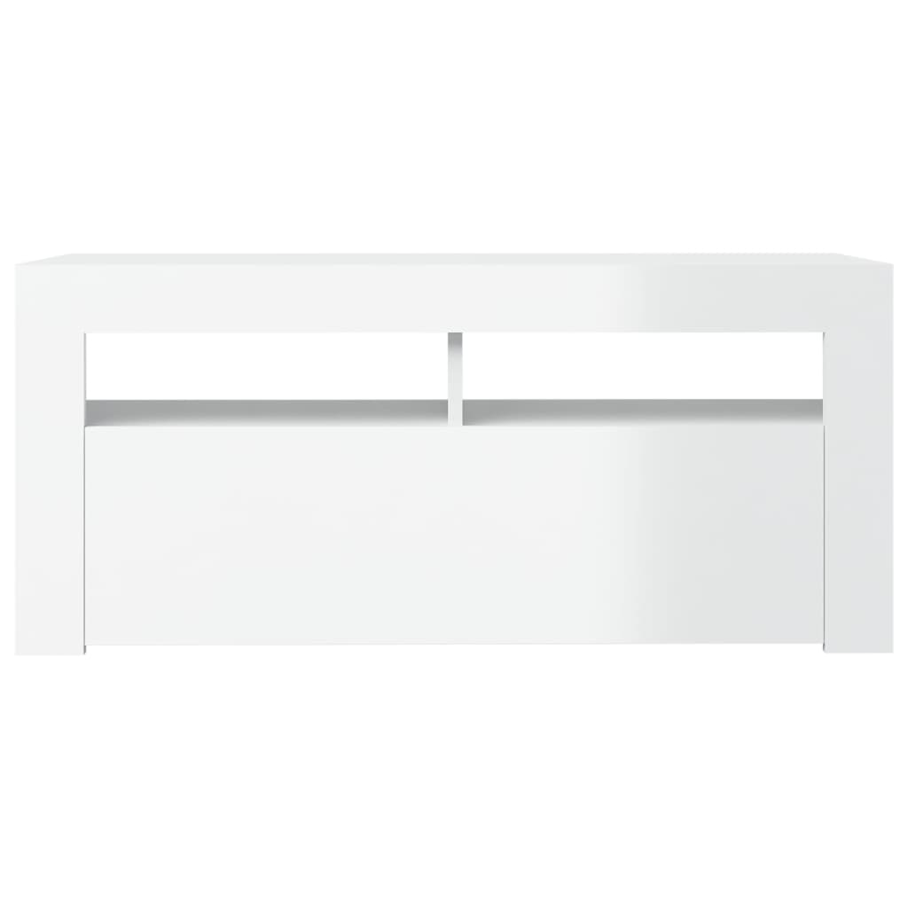 Mueble de TV con luces LED blanco brillante 90x35x40 cm vidaXL