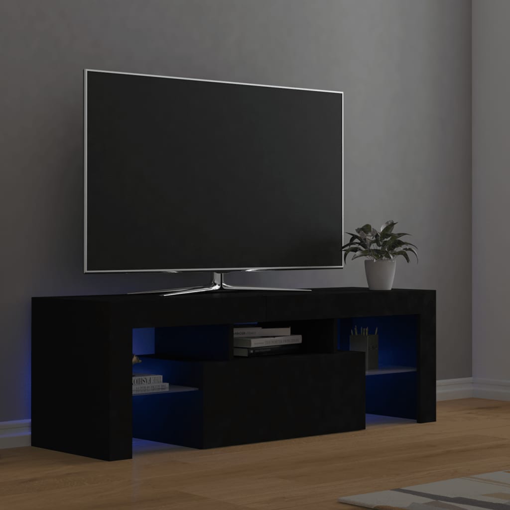 Vetonek Mueble de TV con luces LED negro 120x35x40 cm