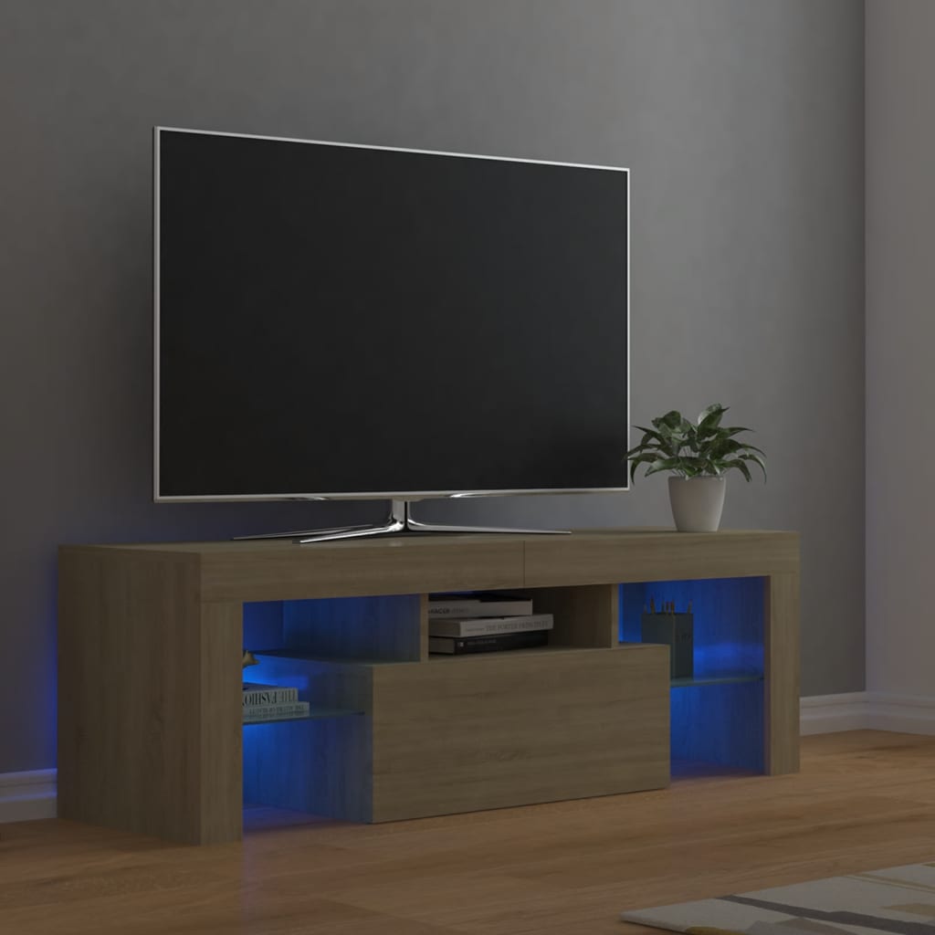 Vetonek Mueble de TV con luces LED roble Sonoma 120x35x40 cm