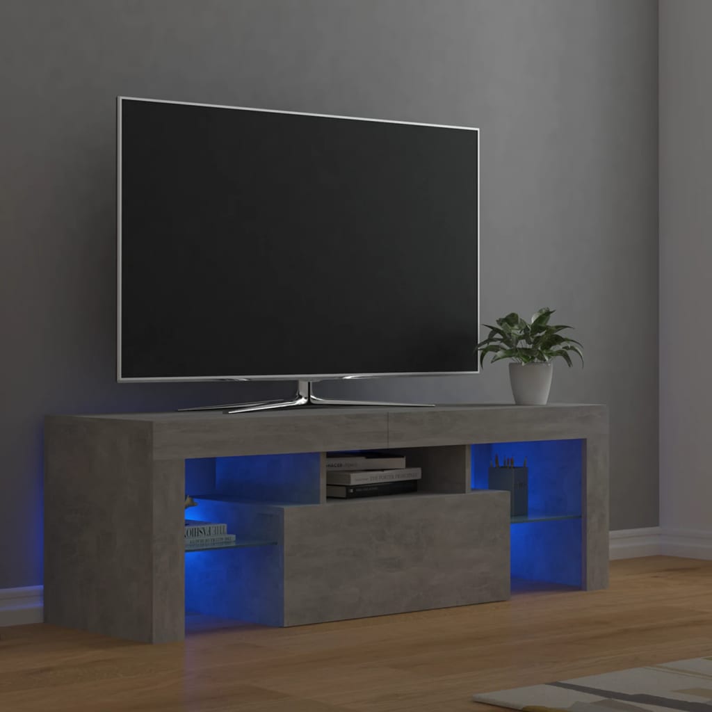 Vetonek Mueble de TV con luces LED gris hormigón 120x35x40 cm