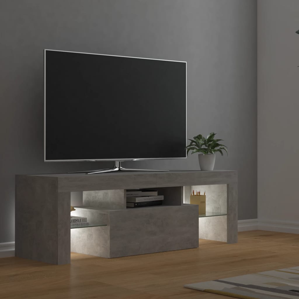 Mueble de TV con luces LED gris hormigón 120x35x40 cm vidaXL