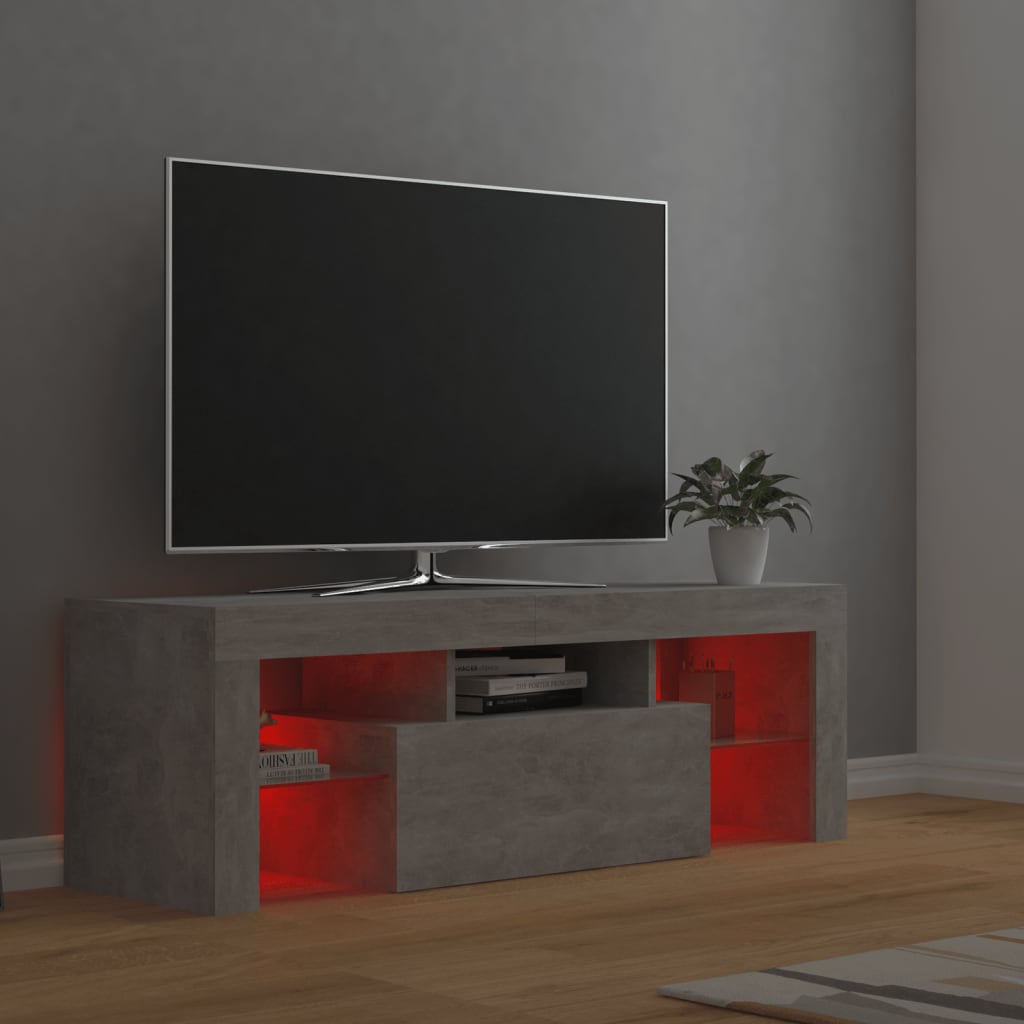 Mueble de TV con luces LED gris hormigón 120x35x40 cm vidaXL