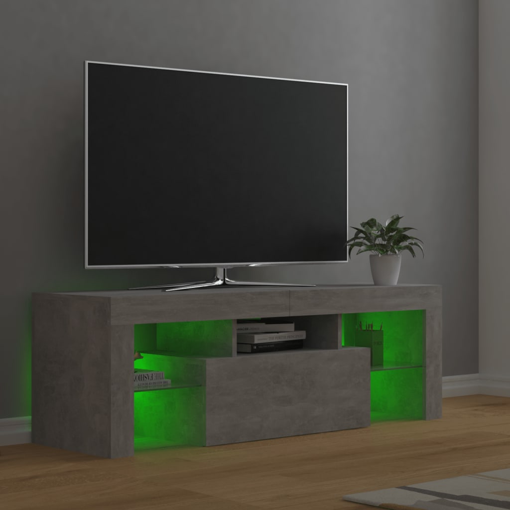 Mueble de TV con luces LED gris hormigón 120x35x40 cm vidaXL