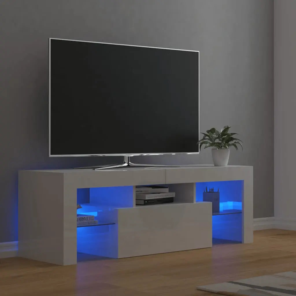 Vetonek Mueble de TV con luces LED blanco brillante 120x35x40 cm