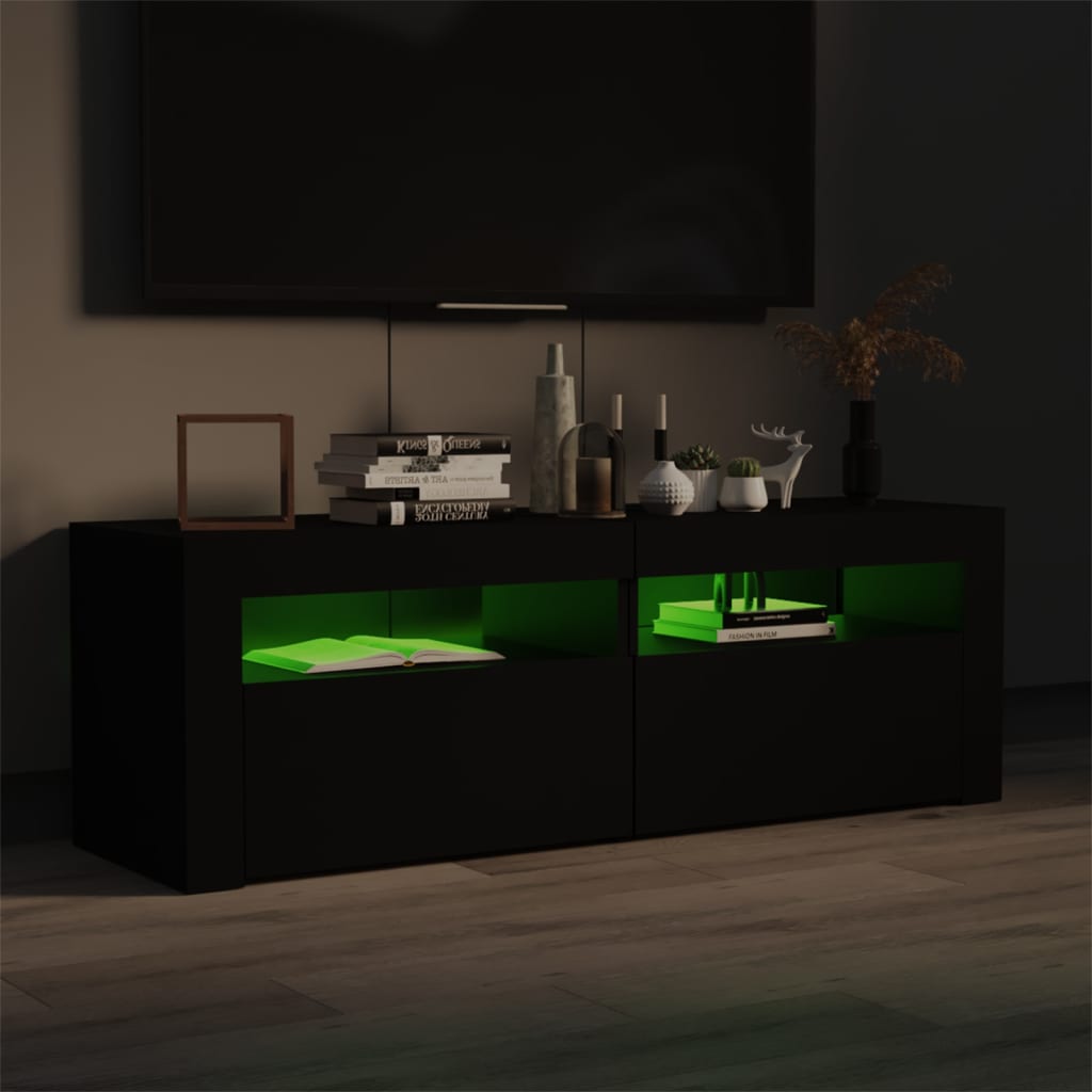 Mobili TV con luci a LED nero 120x35x40 cm