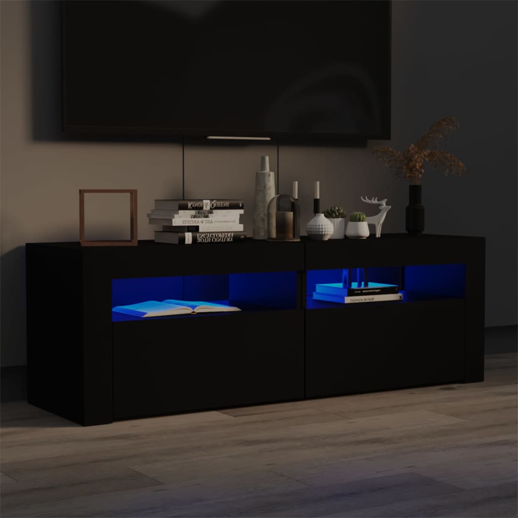 Vetonek Mueble de TV con luces LED negro 120x35x40 cm