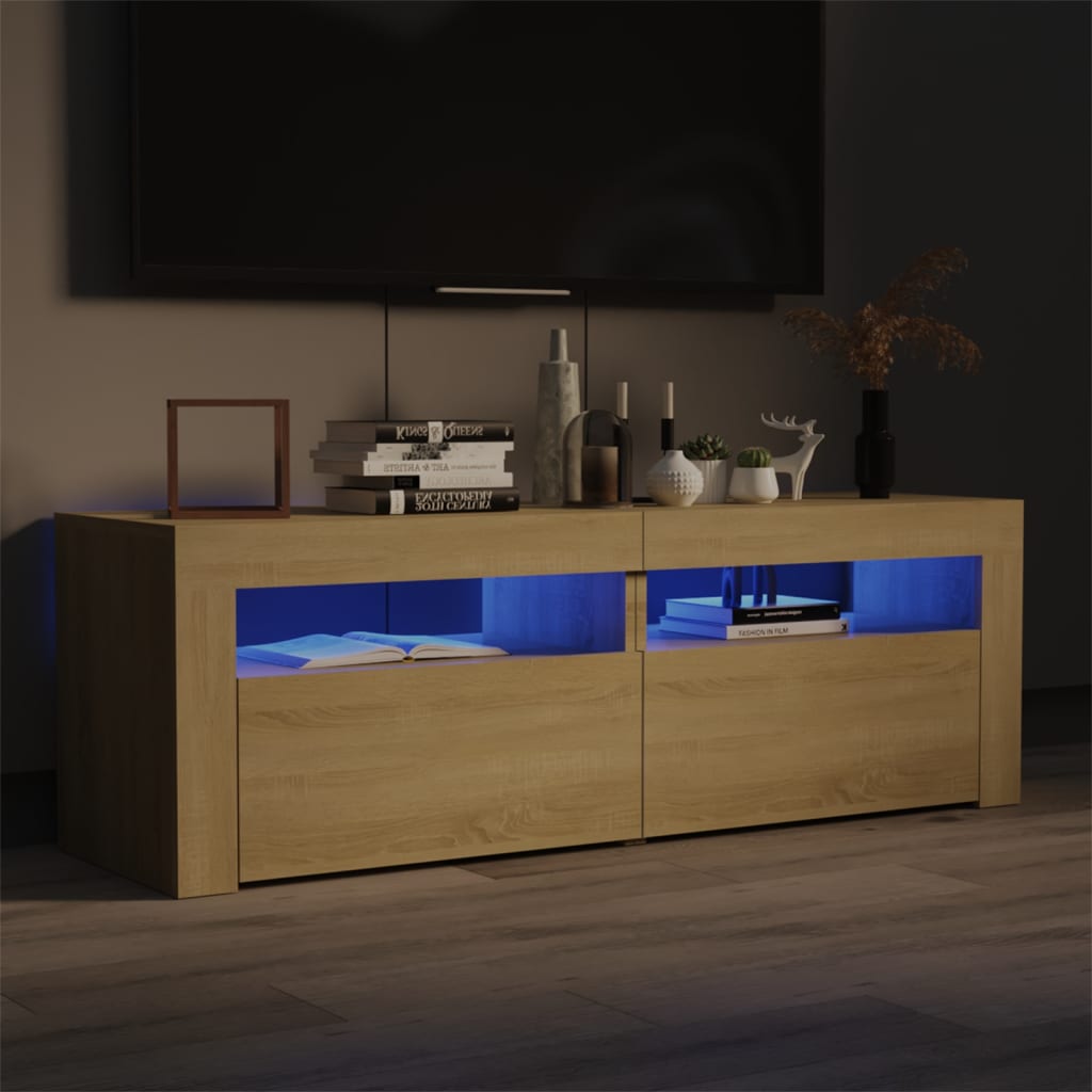 Vetonek Mueble de TV con luces LED roble Sonoma 120x35x40 cm